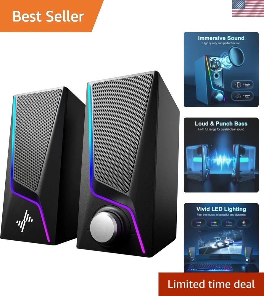 USB-Powered Hi-Fi Speakers with Touch Control & Versatile Device Compatibility