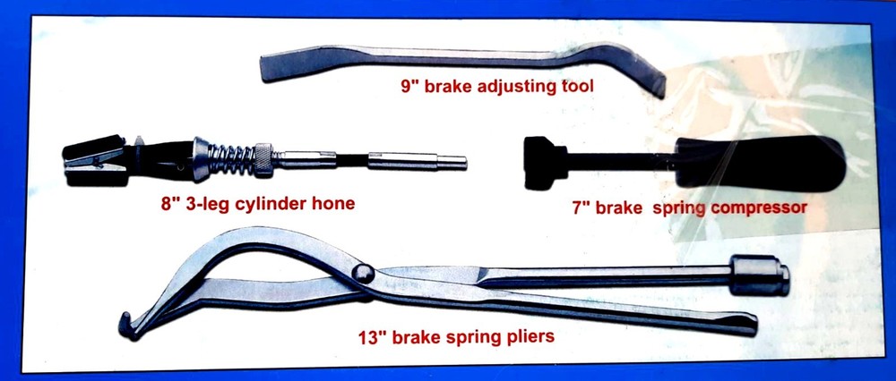 4 Piece Brake Tools - Spoon - Hone - Pliers - Spring Compressor -Cal Hawk CZBT4P