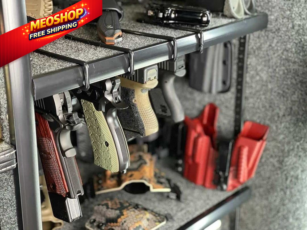 Adoreal 4 PCS Pistol Rack for Safe Shelf or Stack On consistent size, Black