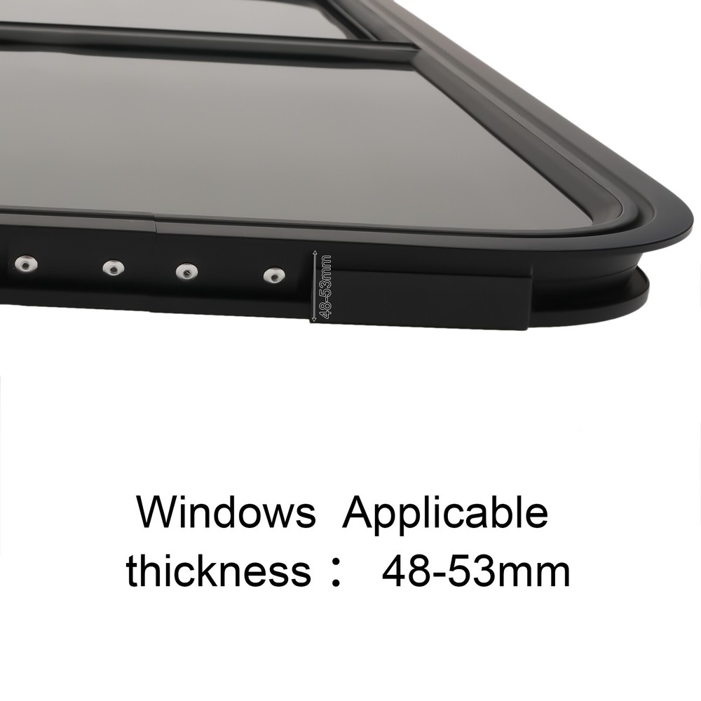 RV Window Tempered Black Glass Horizontal Rectangular Sliding Windows 43"x23"