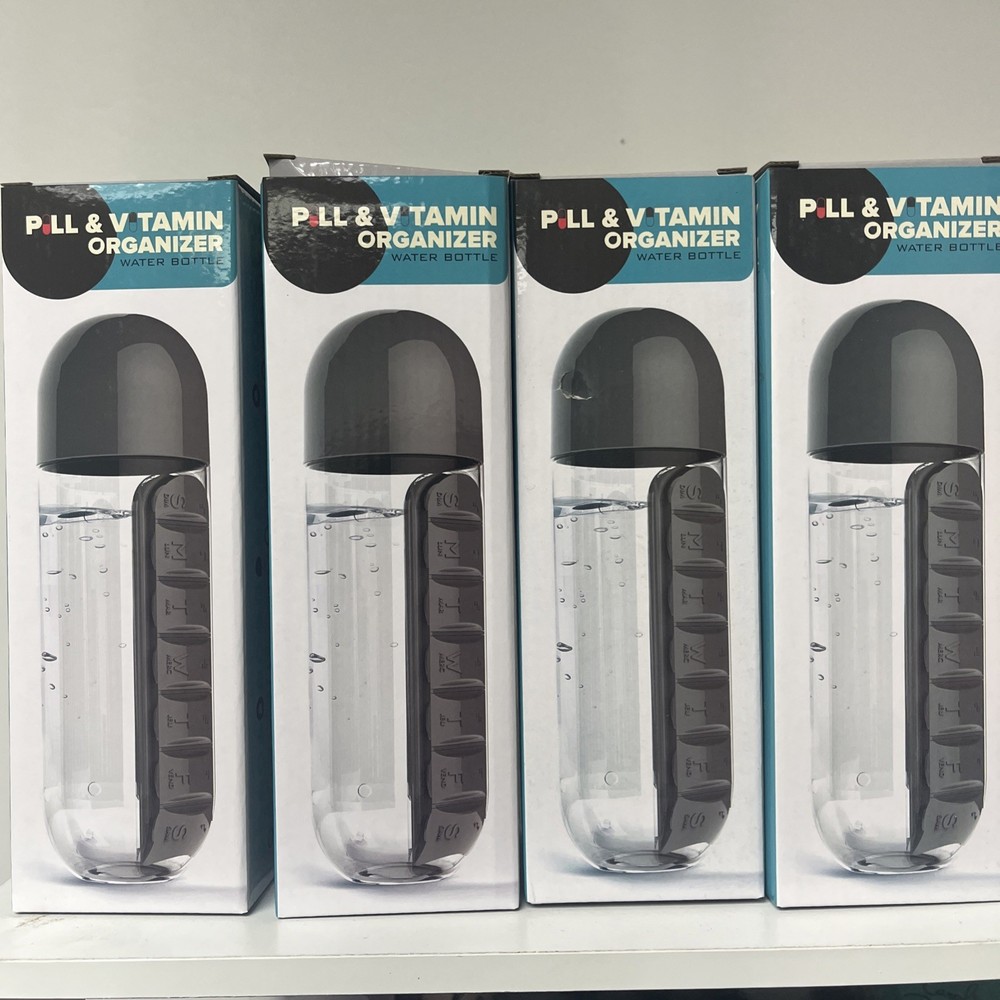 PILL & VITAMIN ORGANIZER WATER BOTTLE 4 PACK!