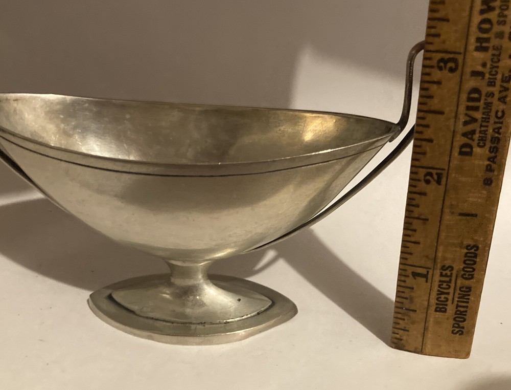 Antique Germany Hanau Silver Two Handle Small Bowl Hallmark N Zigzag