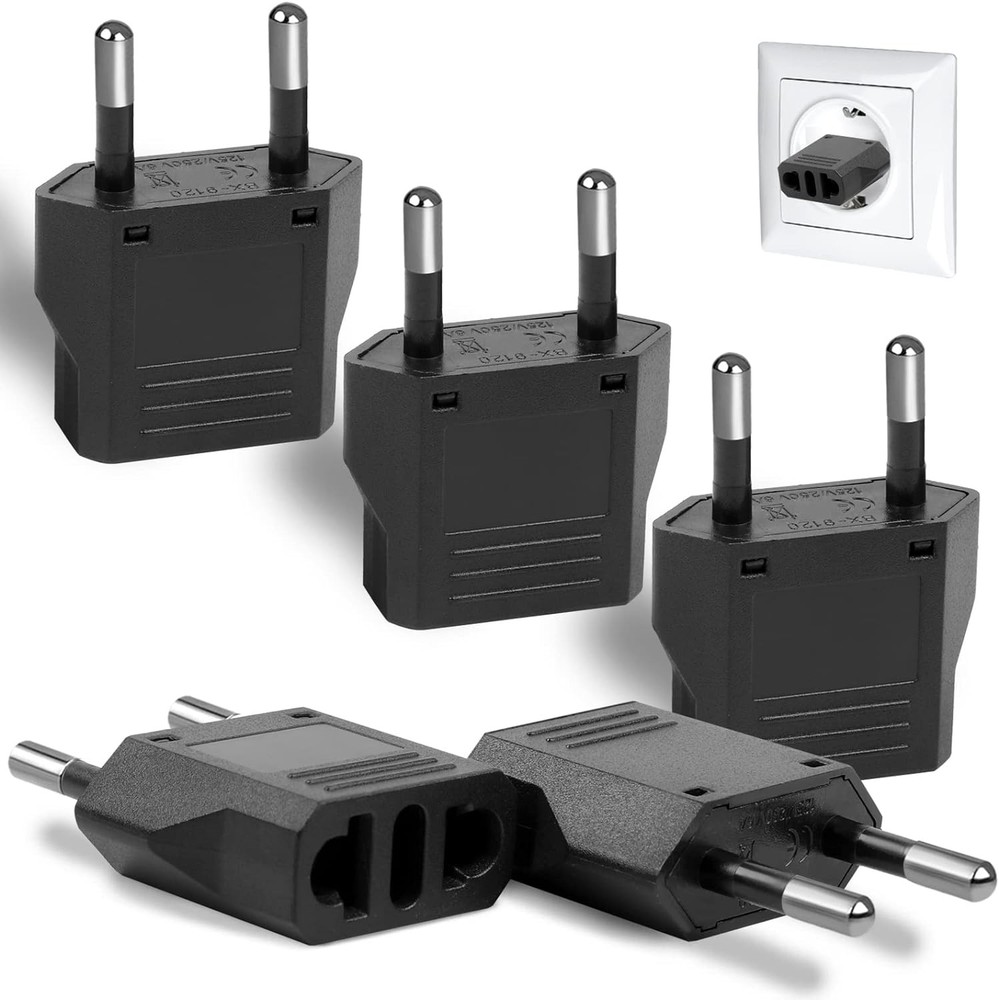 6 Pack US to Europe Plug Adapter Type C