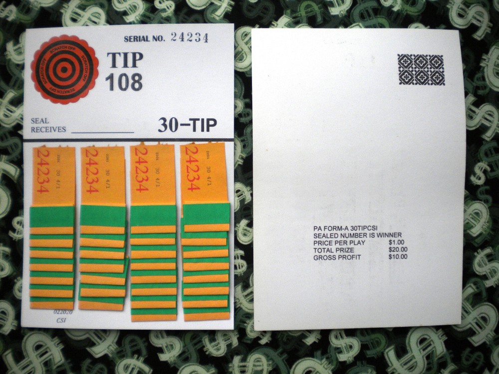 (4 Lot) ~ 30 REGULAR "NOT Sure" TIP BOARDS {101-116} 4#on 1 Ticket Jar Pull Tabs