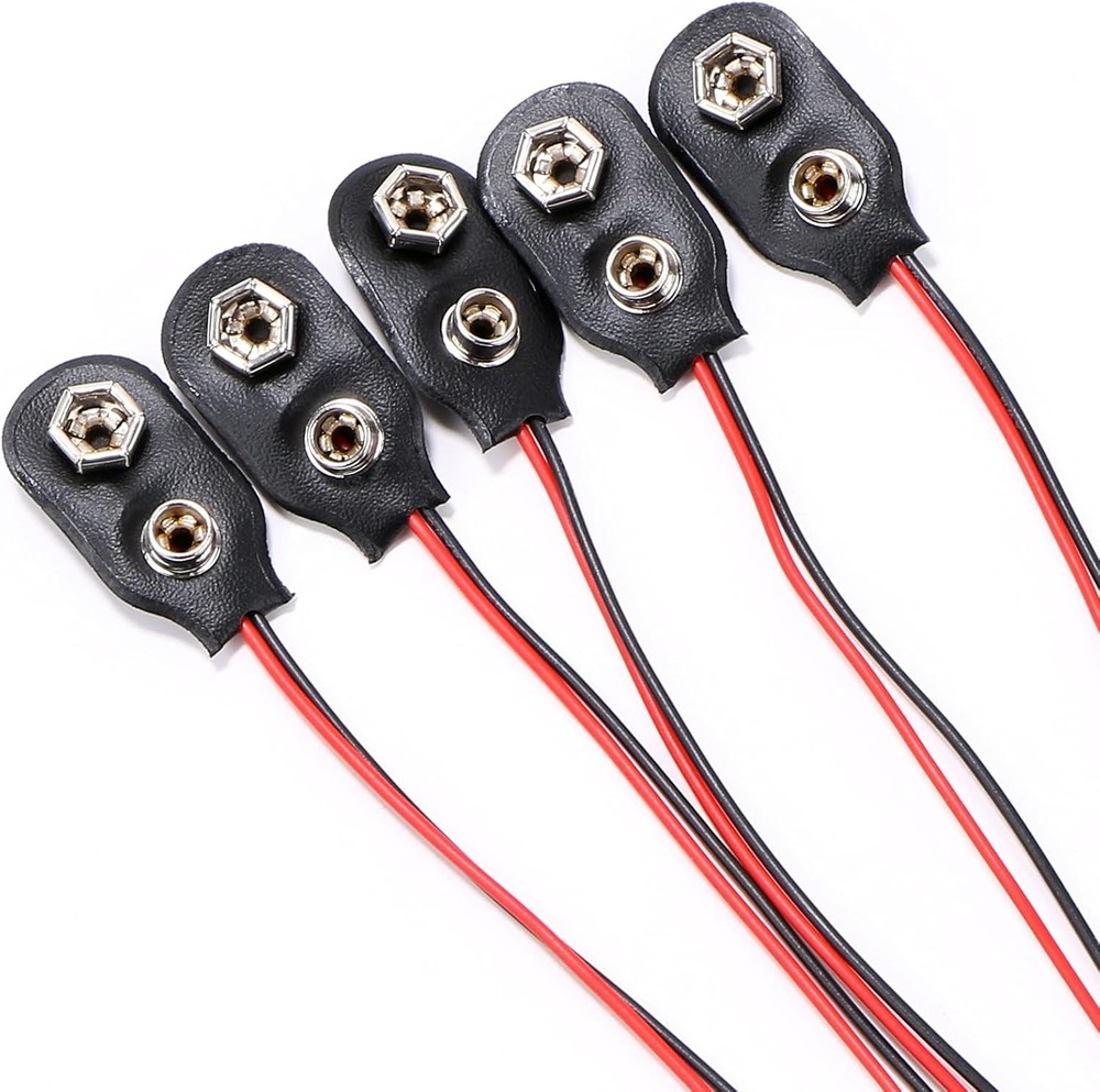 9V Battery Clip Connector, 9 Volt Long Cable Connection Soft Shell I Type,...