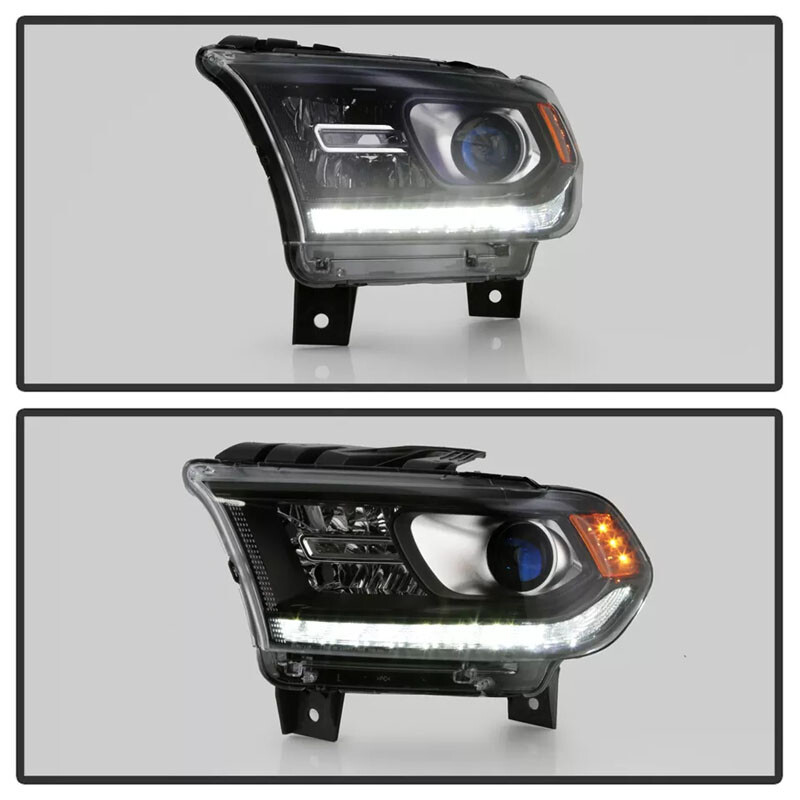 Black Halogen LED DRL Headlight For 2014-2020 Dodge Durango Assembly Driver Side