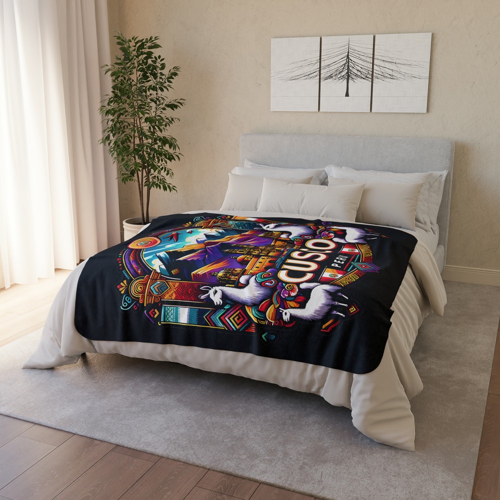 Cusco Peru Fleece Sherpa Blanket