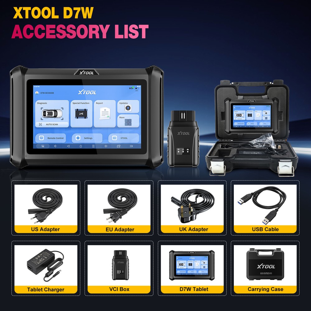 XTOOL D7W Auto Diagnostic Scan Tool 36+Resets E/CU Coding K`ey Programmer DOIP