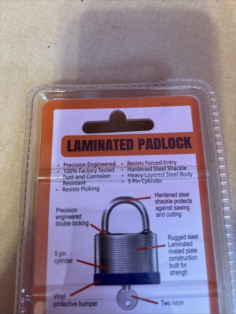 Work Point Laminated Padlock 1/2 Inch Shackle Includes 2 Keys