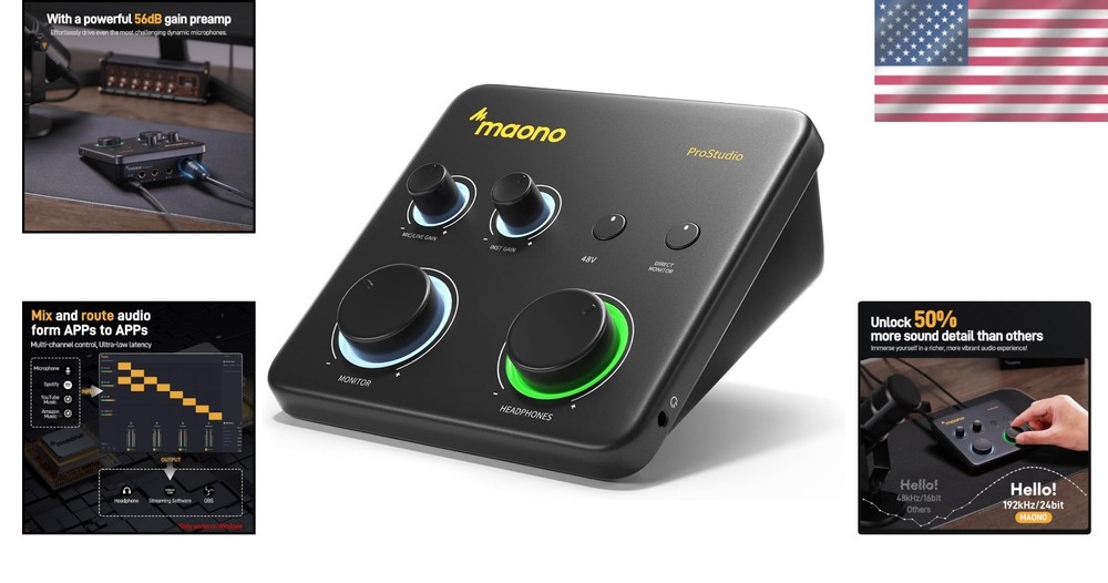 Compact USB Audio Interface with XLR Input: Perfect for Home Studios & Creators