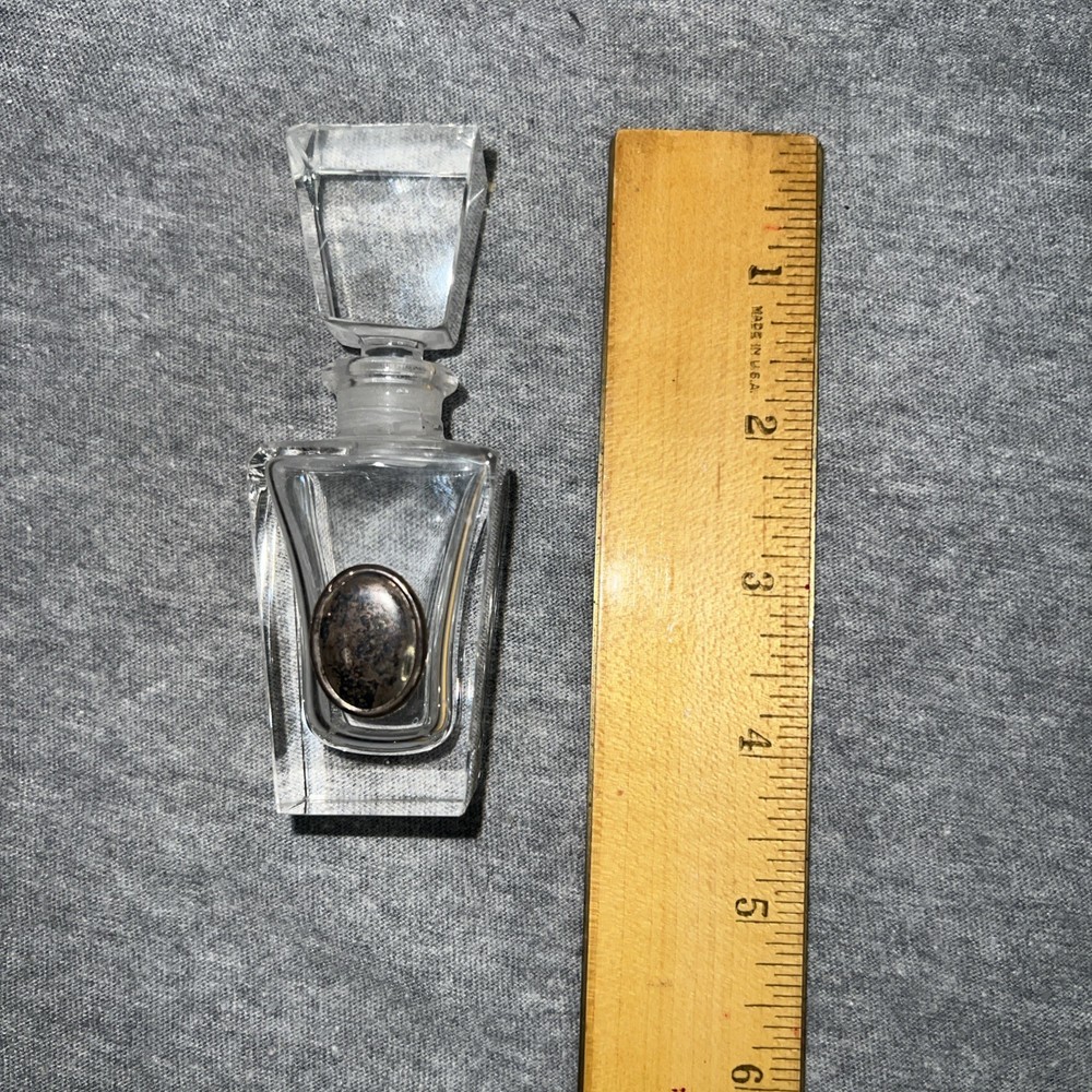 Bicchielli Italy - Cut Crystal Perfume Bottle with Sterling Engravable Plaque