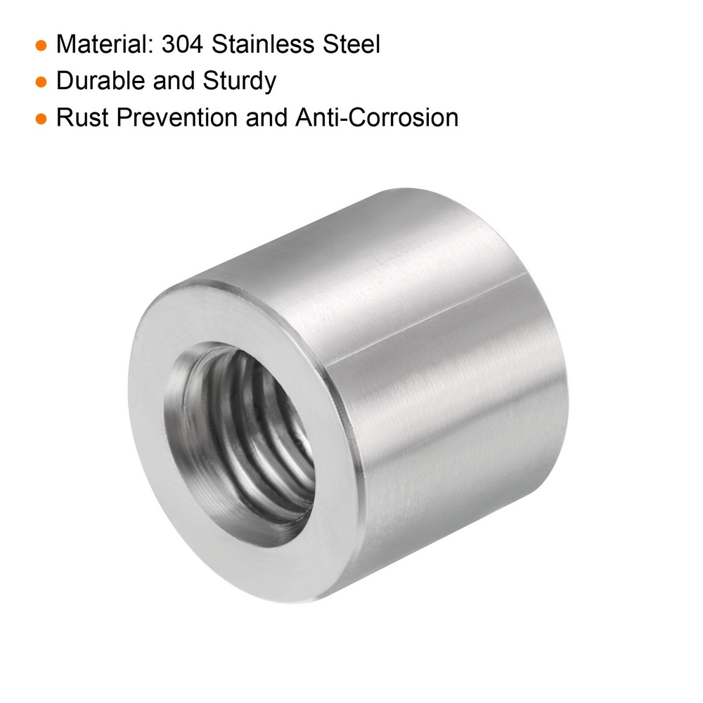 5Pcs Round Connector Nuts, M8x12x14mm Coupling Nut Sleeve Rod Bar Stud Nut