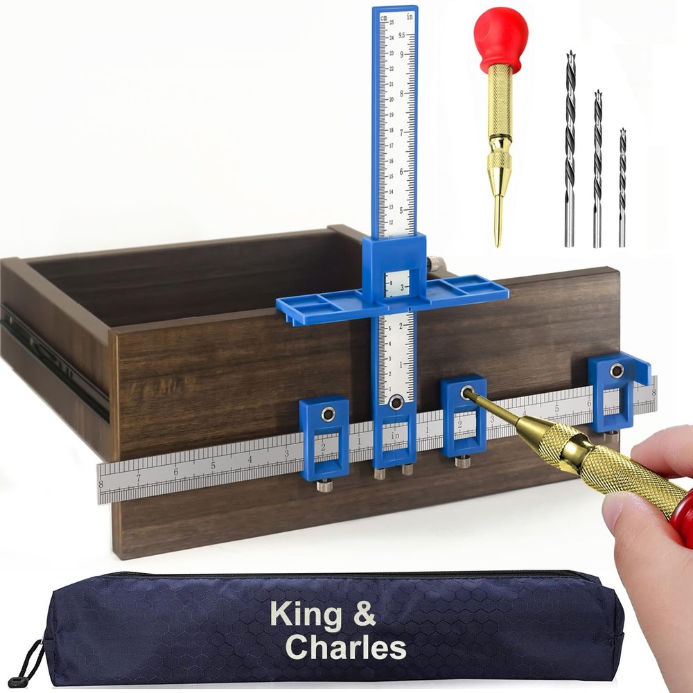King&Charles Cabinet Hardware Jig, Handle Jig + Automatic Hole Punch