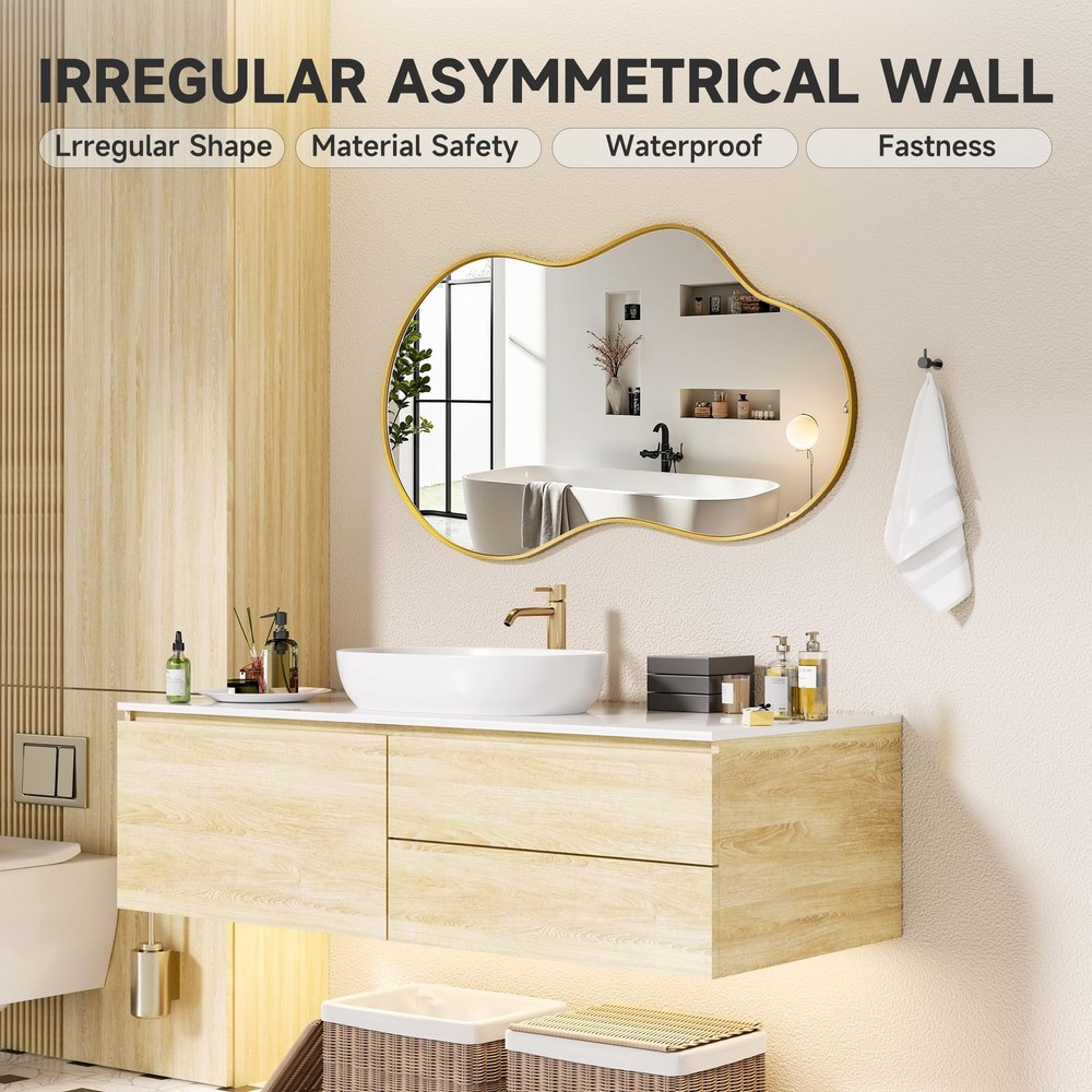 Irregular Wall Mirror - 35"x20" Asymmetrical Mirror, Modern Decorative Mirror...
