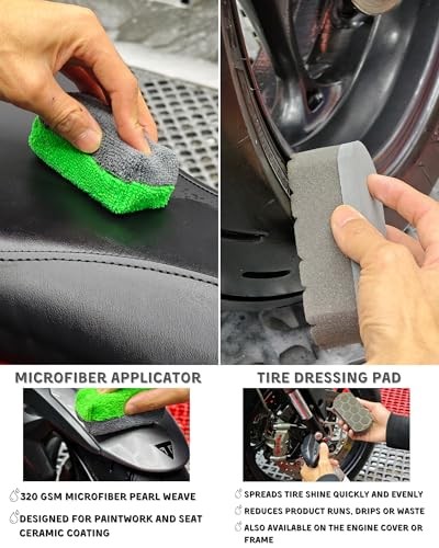 8 Pack Motorcycle Cleaning Kit - Professional Safe for Chrome/Engine/Tires,