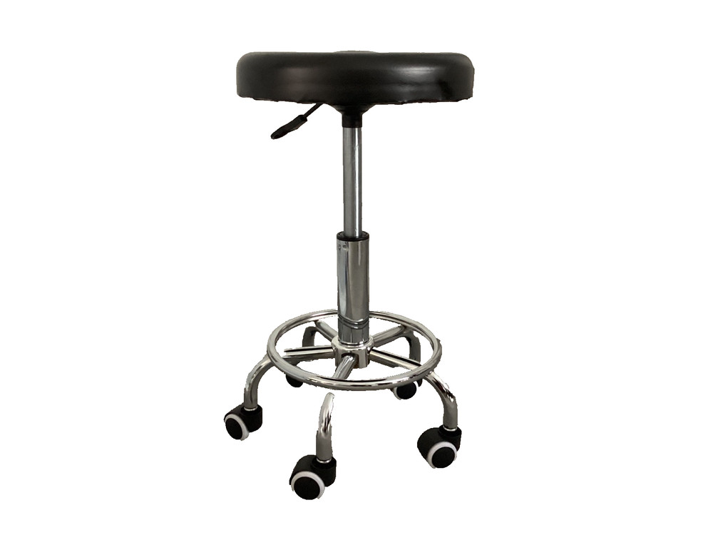 Adjustable Height Hydraulic Drum Stool Seat Saddle Drum Throne w/ Backrest Black