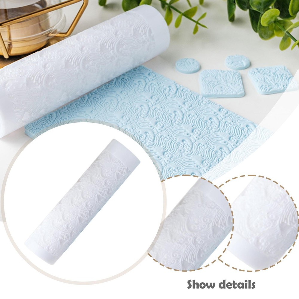 Ocean Wave Clay Texture Roller Versatile Pottery Pattern Roller for Artwork