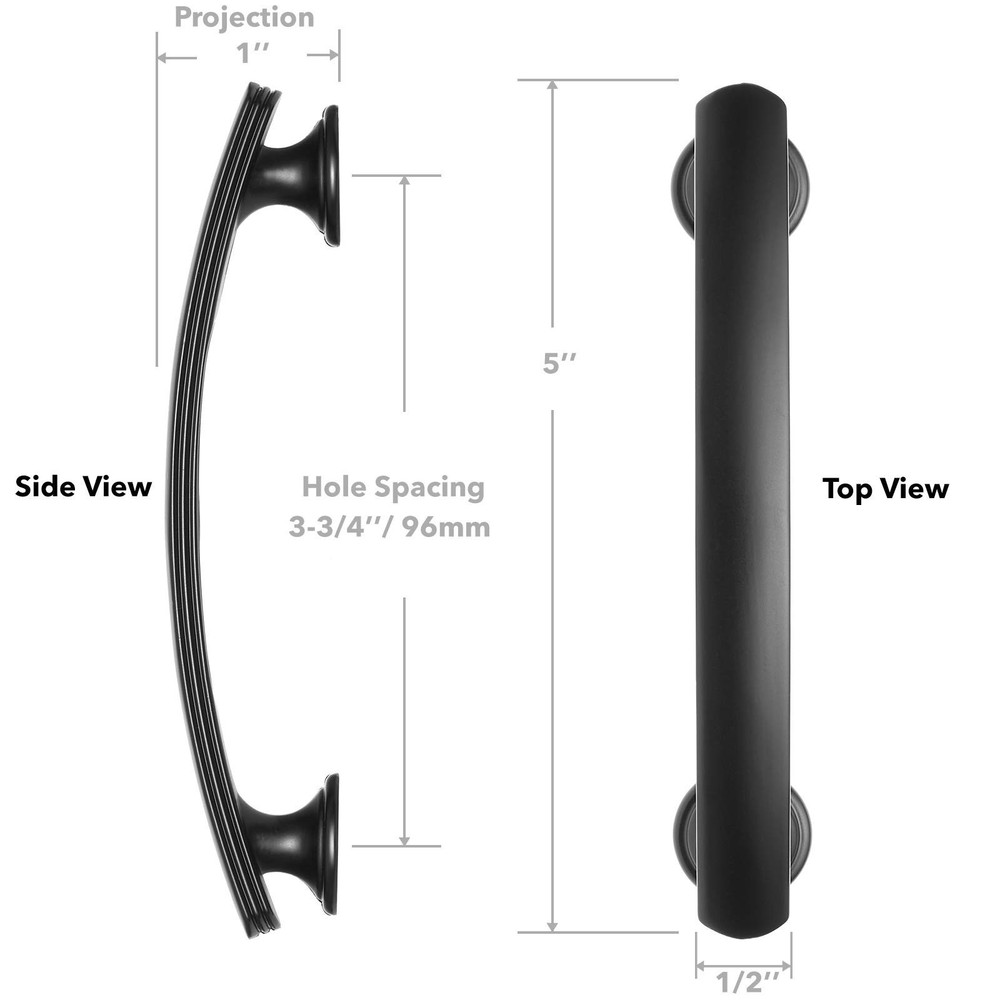 CAULDHAM 10 Pack Solid Kitchen Cabinet Arch Pulls Handles (3-3/4" Hole Center...