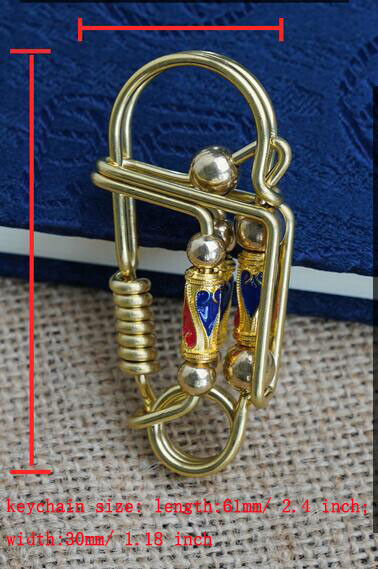 EDC 1 PC Brass Creative Keychain w/ Keyring , Hanging Car Keychain Tool