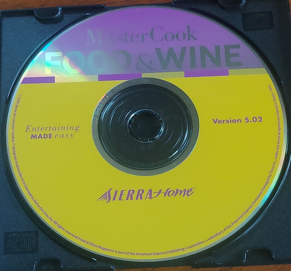 MASTERCOOK FOOD AND WINE PC SOFTWARE