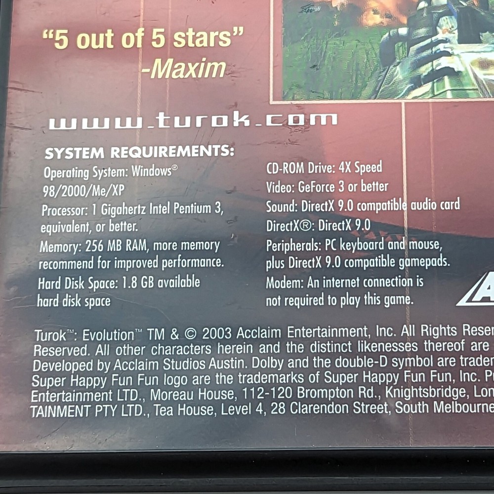 Turok Evolution - PC CD-ROM - VERY RARE - Free, Fast P&P!