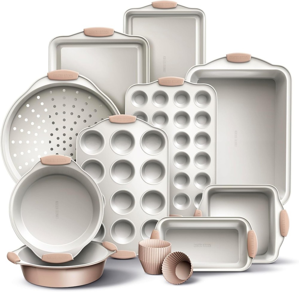 Nonstick Stackable Bakeware Set Durable Easy Release Baking Set Black 10 Pcs