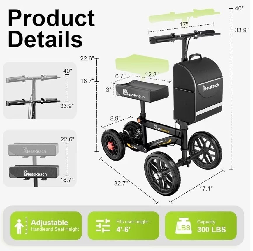 BlessReach Deluxe Knee Scooter