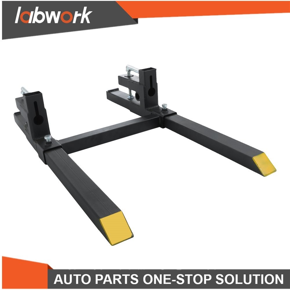 Labwork 43" Pallet Forks Clamp On Tractor Forks with Adjustable Stabilizer Bar