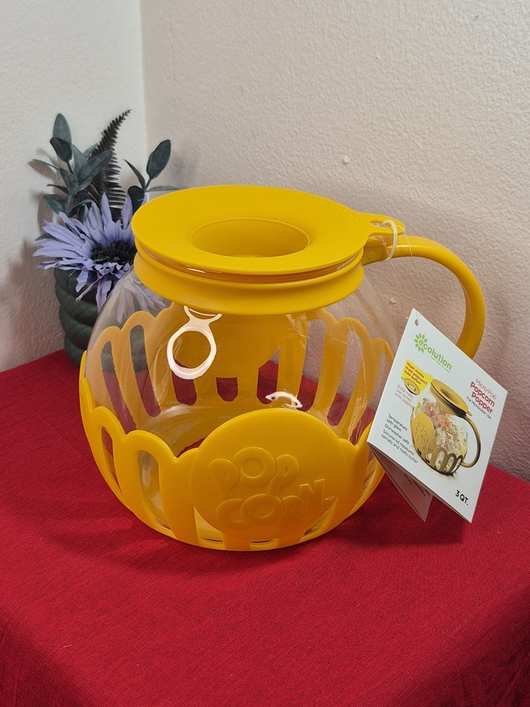 Ecolution Micro-Pop 3 Qt. Microwave Popcorn Popper Yellow NWT