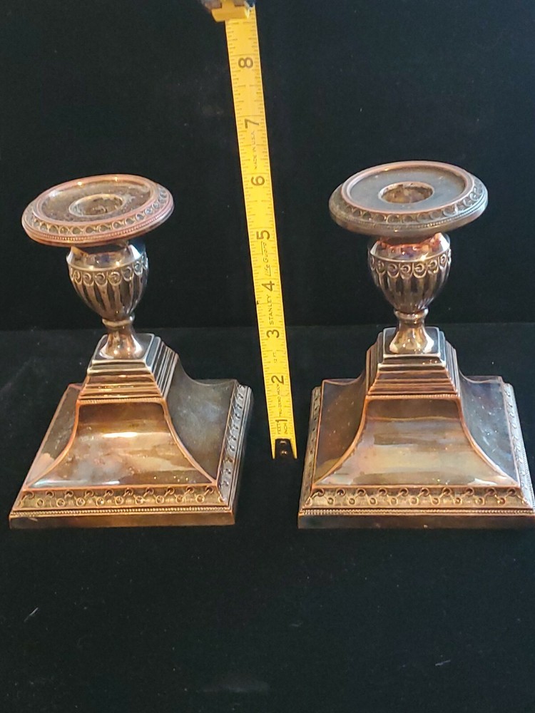 Amazing Art Deco Silver-plated and Copper Candlesticks