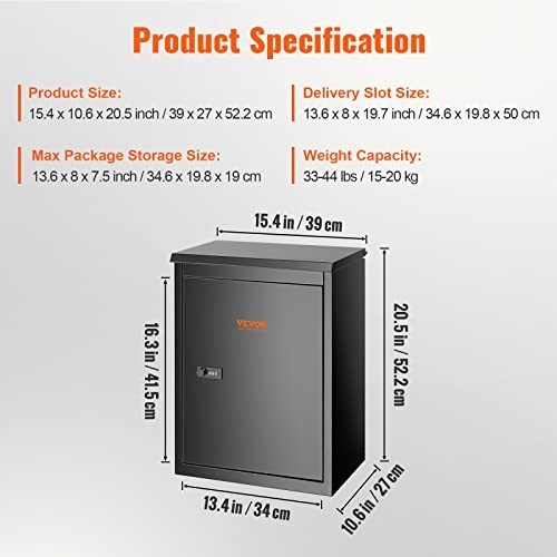 Large Lockable Parcel Drop Box - Galvanized Steel, Waterproof, Anti-Theft, Coded
