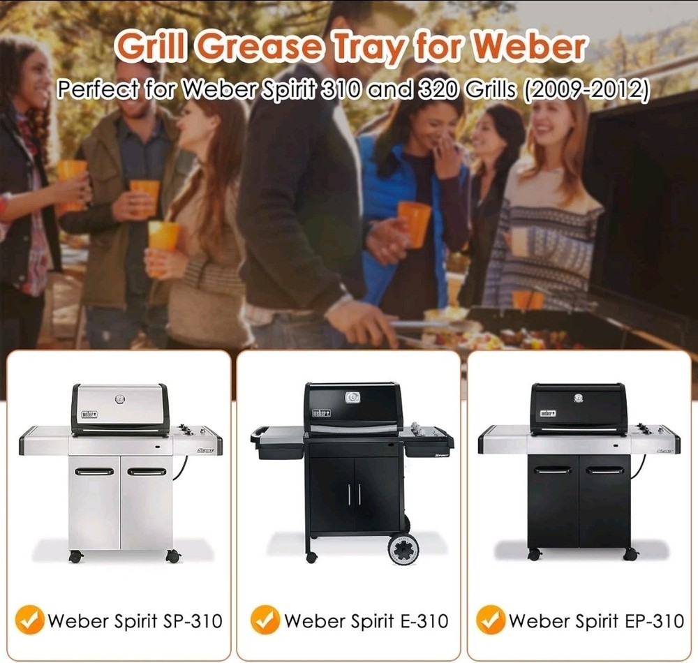 Drip Pan Grease Tray for Weber Spirit E-310 E-320 Side Control (2009–2012)