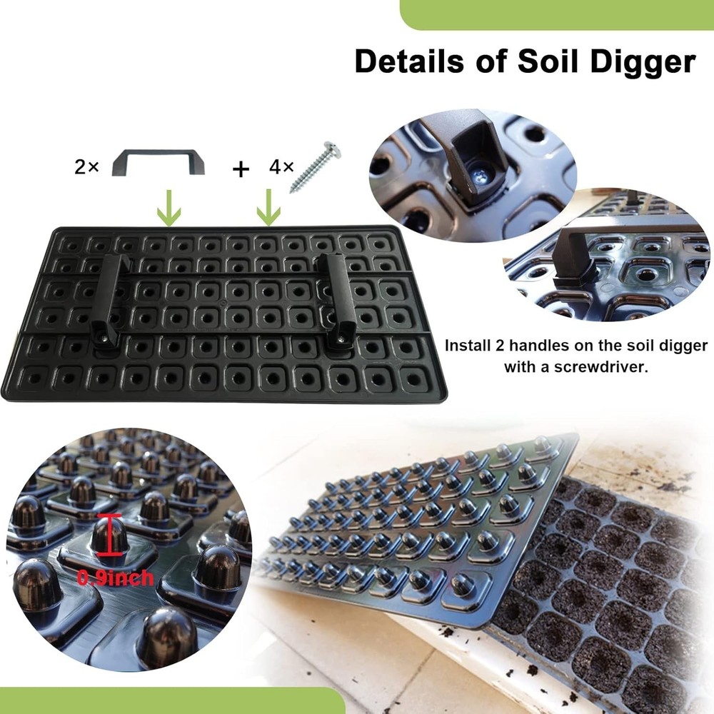 72 Cell Seed Starter Trays with Dibber 20 Pack Reusable Seedling Trays Plastic