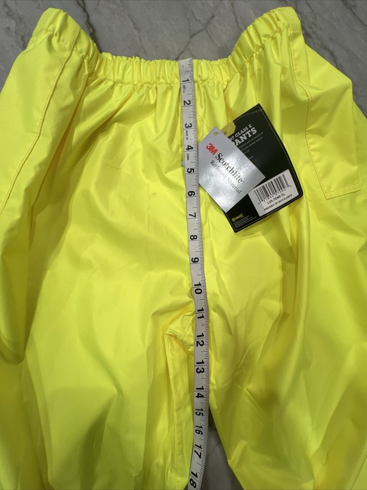 High Visibility Yellow Reflective Rain Pants Size YL, OccuNomix Class E NEW
