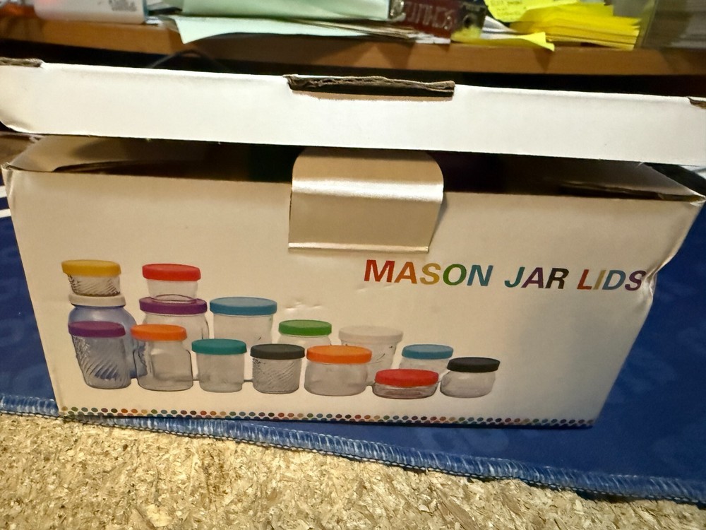 9 Regular Mouth Mason Jar Lids----Multicolored
