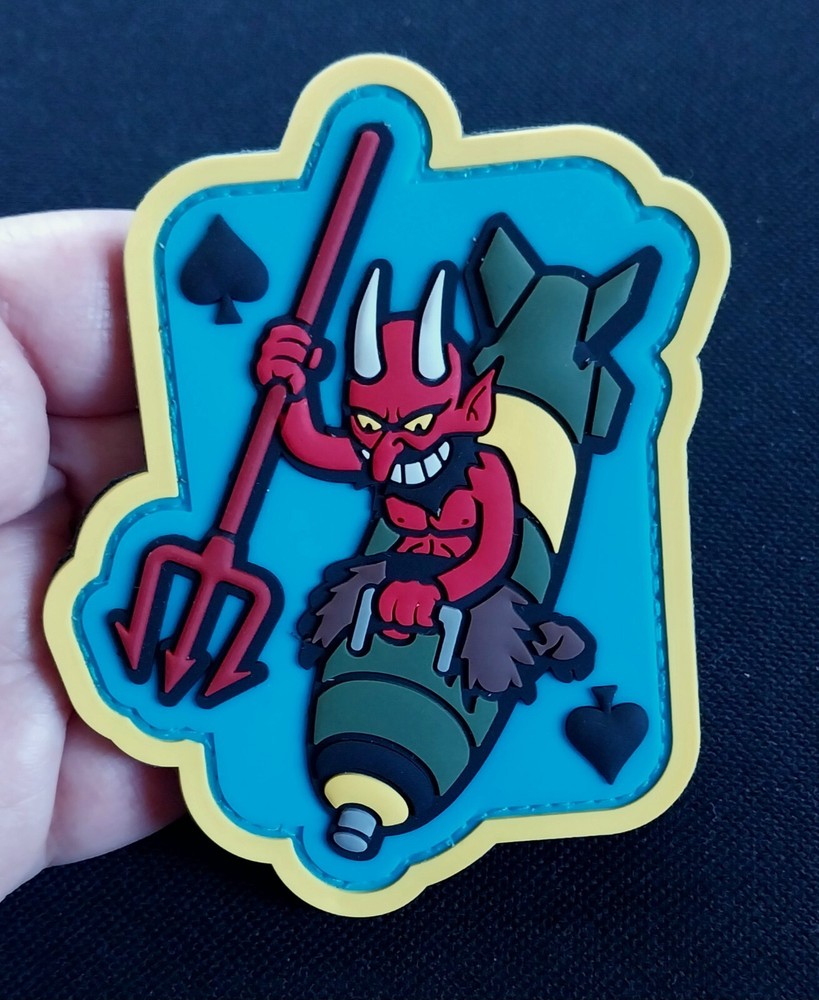 3D PVC Hook Backing Morale Military Patch COLOR DEVIL BOMBER