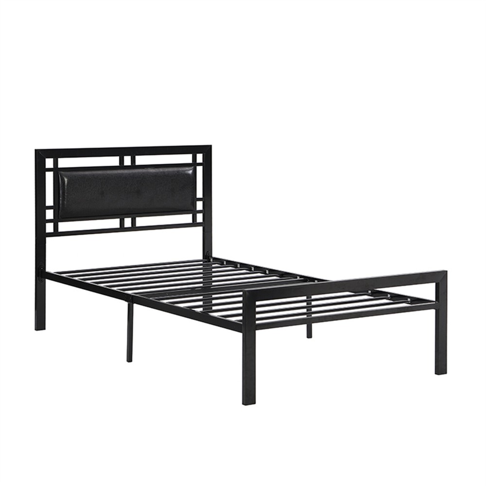 Modern Twin Size Bed Frame Metal Platform Bed Frame Sturdy Slat Support Black US