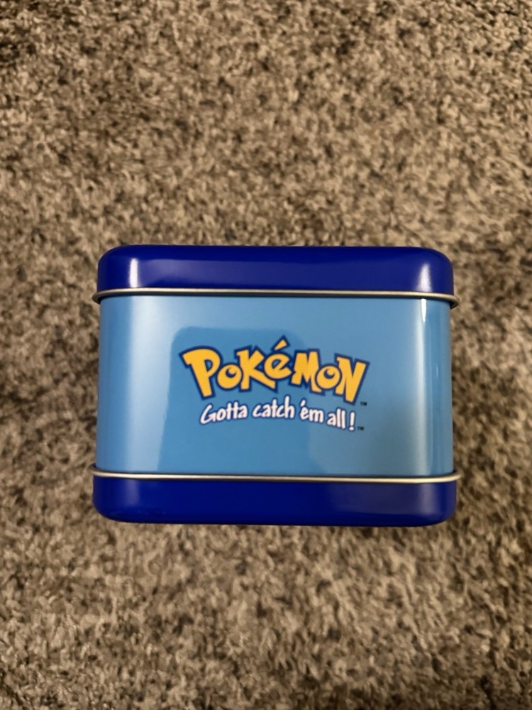 Vintage Nintendo Pokemon Storage Box Tin Mini Lunchbox Blue Empty