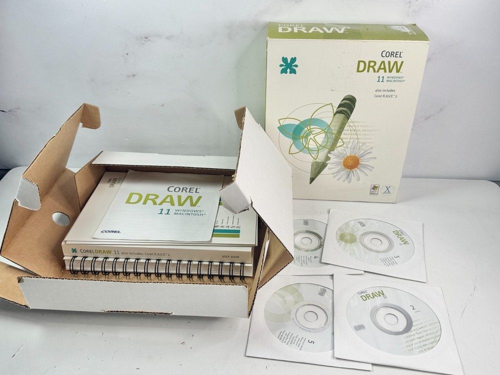 Corel Draw 11 Windows / Mac Corel RAVE 2 | Missing Disc 1 | +Manuals | +Cards