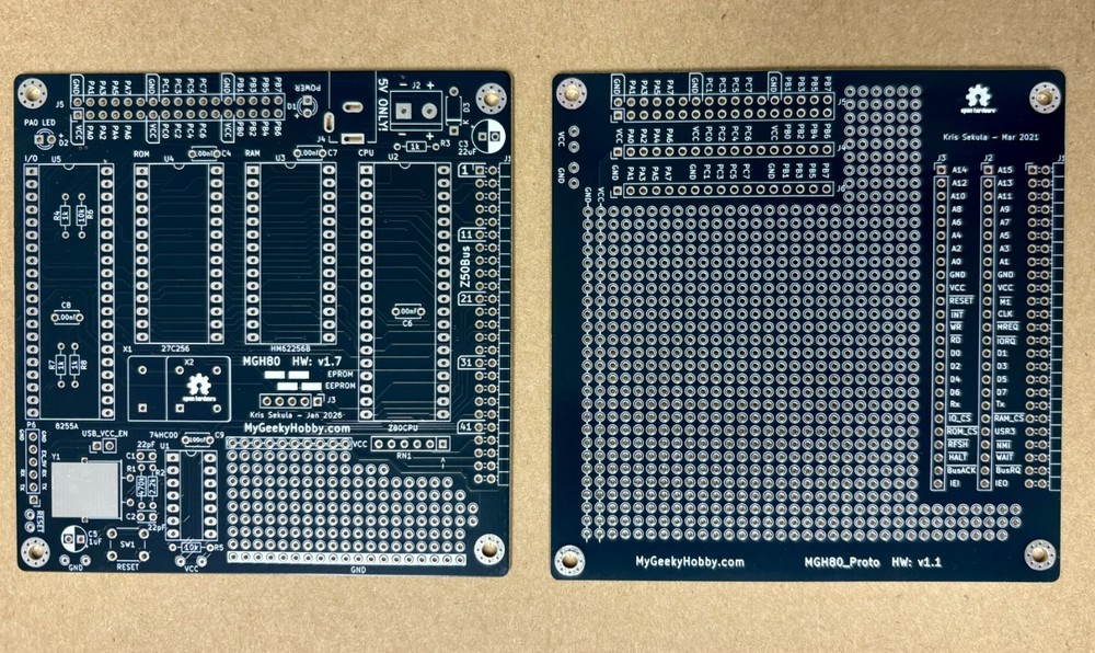 MGH80 - Z80 Single board computer set of 2 PCBs