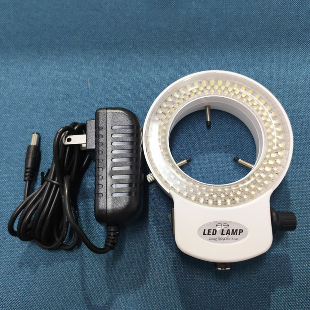 Microscope 144 LED Bulbs Microscope Ring Light Illuminator Lamp Adjust US Plug