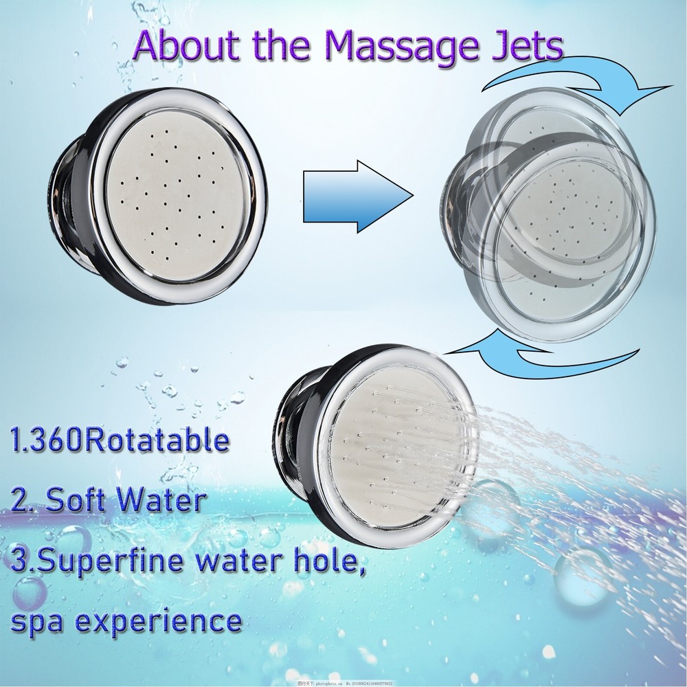 Rain&Waterfall LED Light Shower Panel Tower System Massage Jet Brushed Nickel