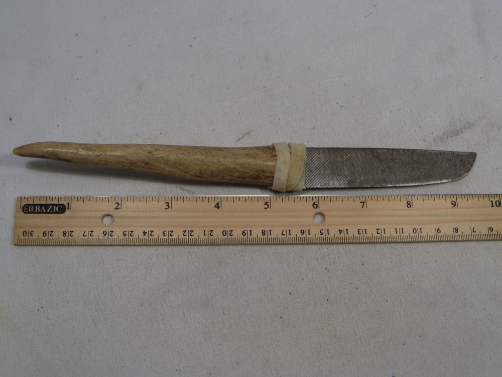 Custom Handmade Antler Handle Fixed Blade Knife & Sheath. #21
