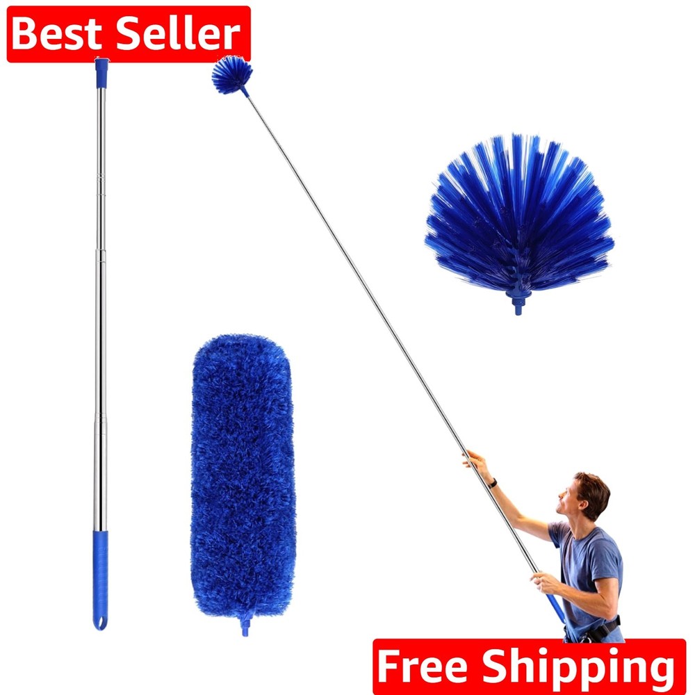 Cobweb Duster with Extension Pole, Washable Cleaning Duster Kit with 2 Duster...