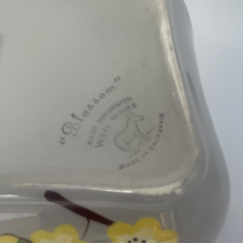 Vintage Weil Ware Blossom Hand Ceramic Rectangle Baking Dish