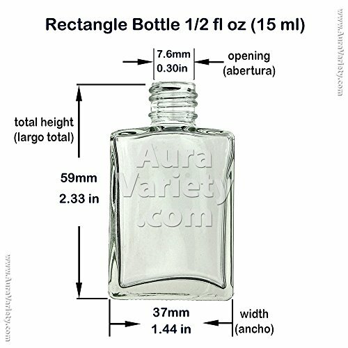 1/2 OZ 15 ML REFILLABLE PERFUME OIL RECTANGULAR GLASS BOTTLES WITH BLACK CAPS