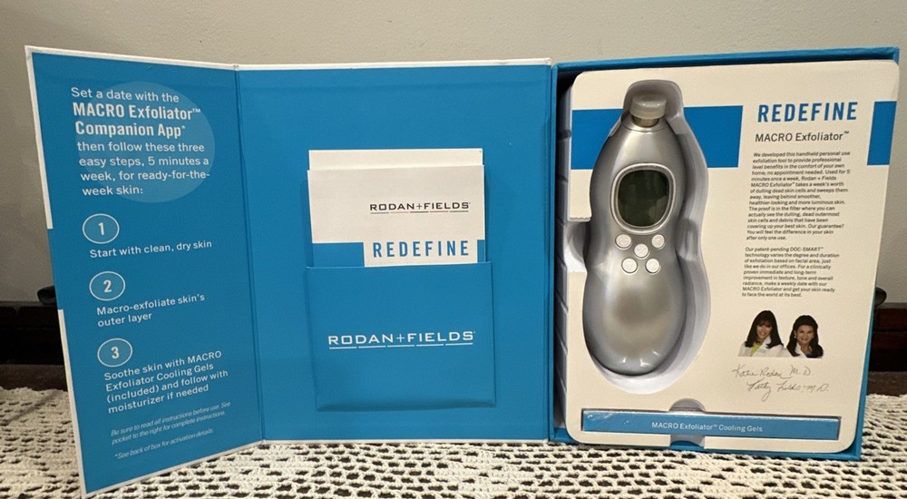 Rodan + Fields Redefine Macro Exfoliator Device With User Guide & Accessories