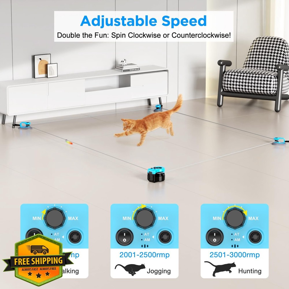Pet Deluxe Interactive Cat Toy Auto Remote Control Chase Mouse Blue