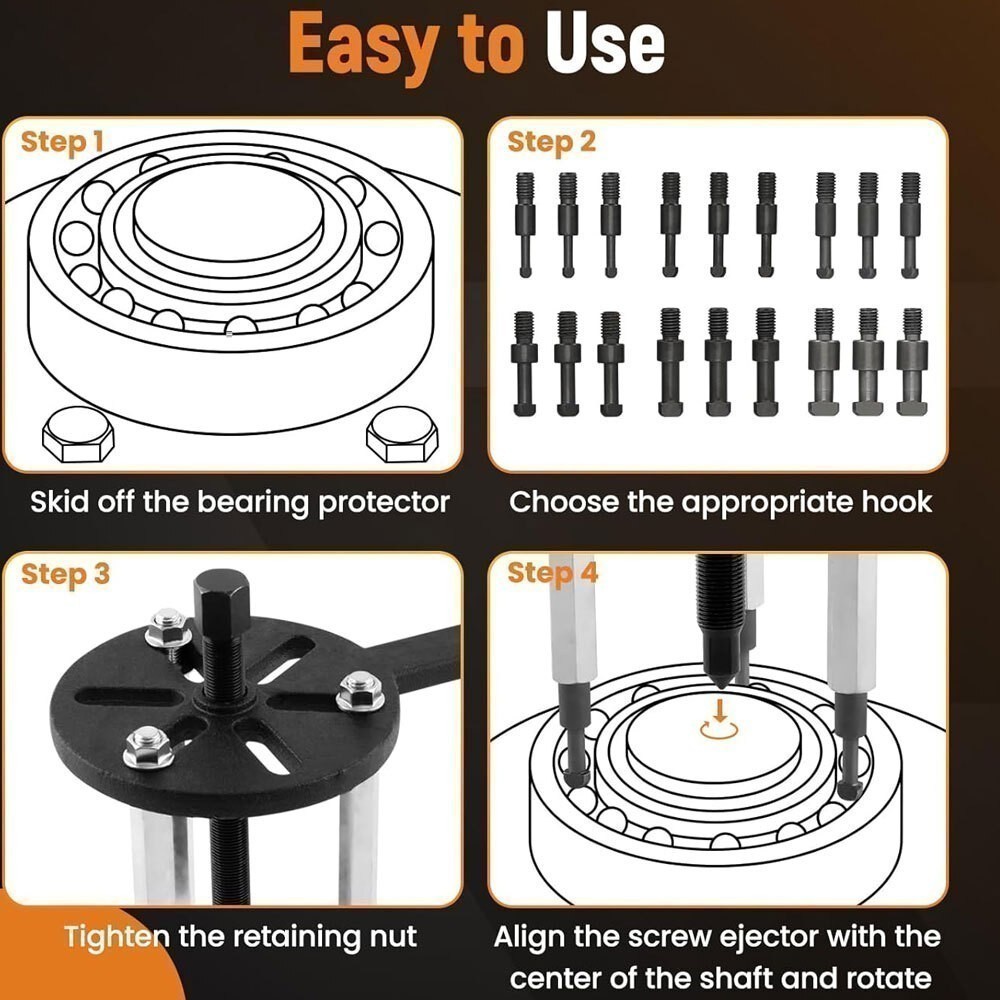 Bearing Disassembly Puller Inner Hole Puller Removal Tool Three-jaw Puller Kit U