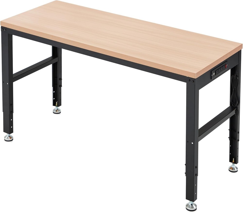 60” Adjustable Workbench，Heavy Duty Wood Work Bench 2000 Lbs Load Capacity,Work